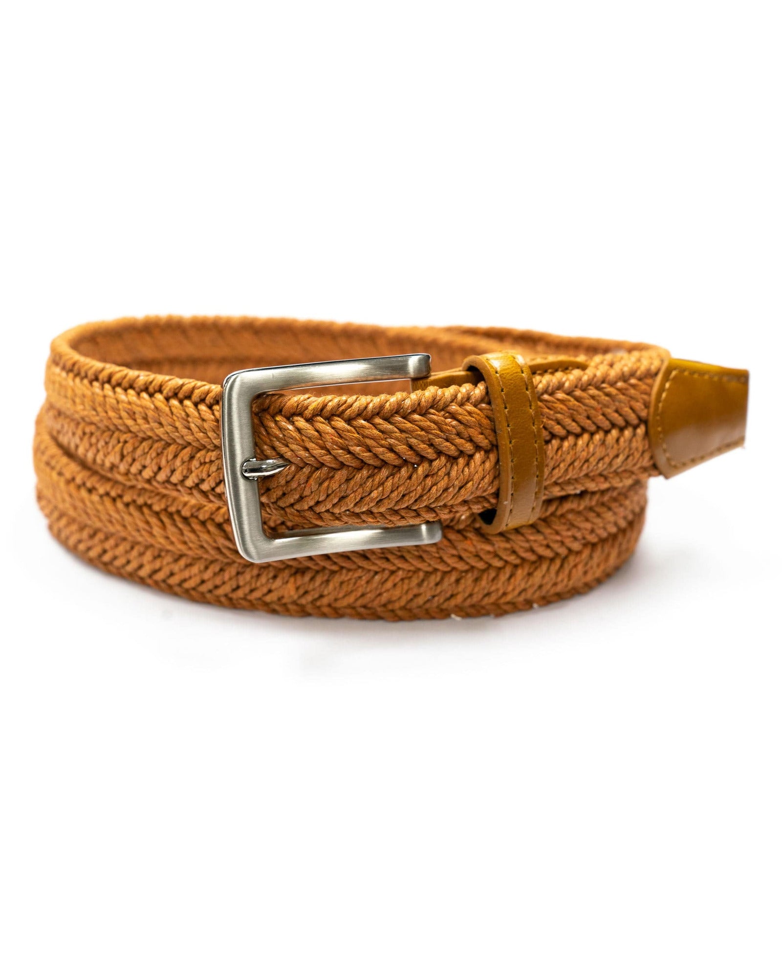 Camel Waxed Cotton Braided Belt - Rainwater's Men's Clothing and Tuxedo Rental