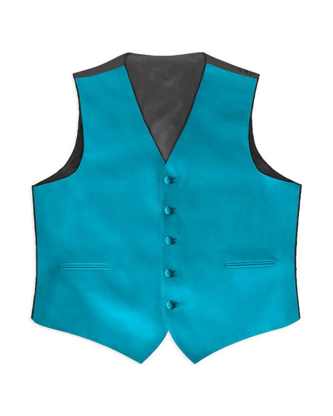 Caribbean Blue Satin Rental Vest - Rainwater's Men's Clothing and Tuxedo Rental