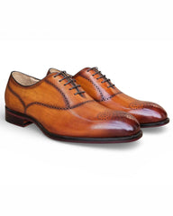 Carrucci Weston Whole Cut Oxford in Cognac