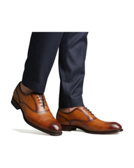 Carrucci Weston Whole Cut Oxford in Cognac