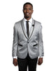 Shawl Lapel Dinner Jacket in Silver with Black Small Paisley Neat Pattern Tuxedo Rental - Rainwater's Men's Clothing and Tuxedo Rental