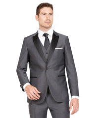 Dark Grey With Black Peak Lapel Tuxedo Rental - Rainwater's Men's Clothing and Tuxedo Rental