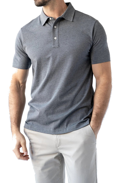 Devil Dog Feeder Stripe Polo In Mélange Charcoal