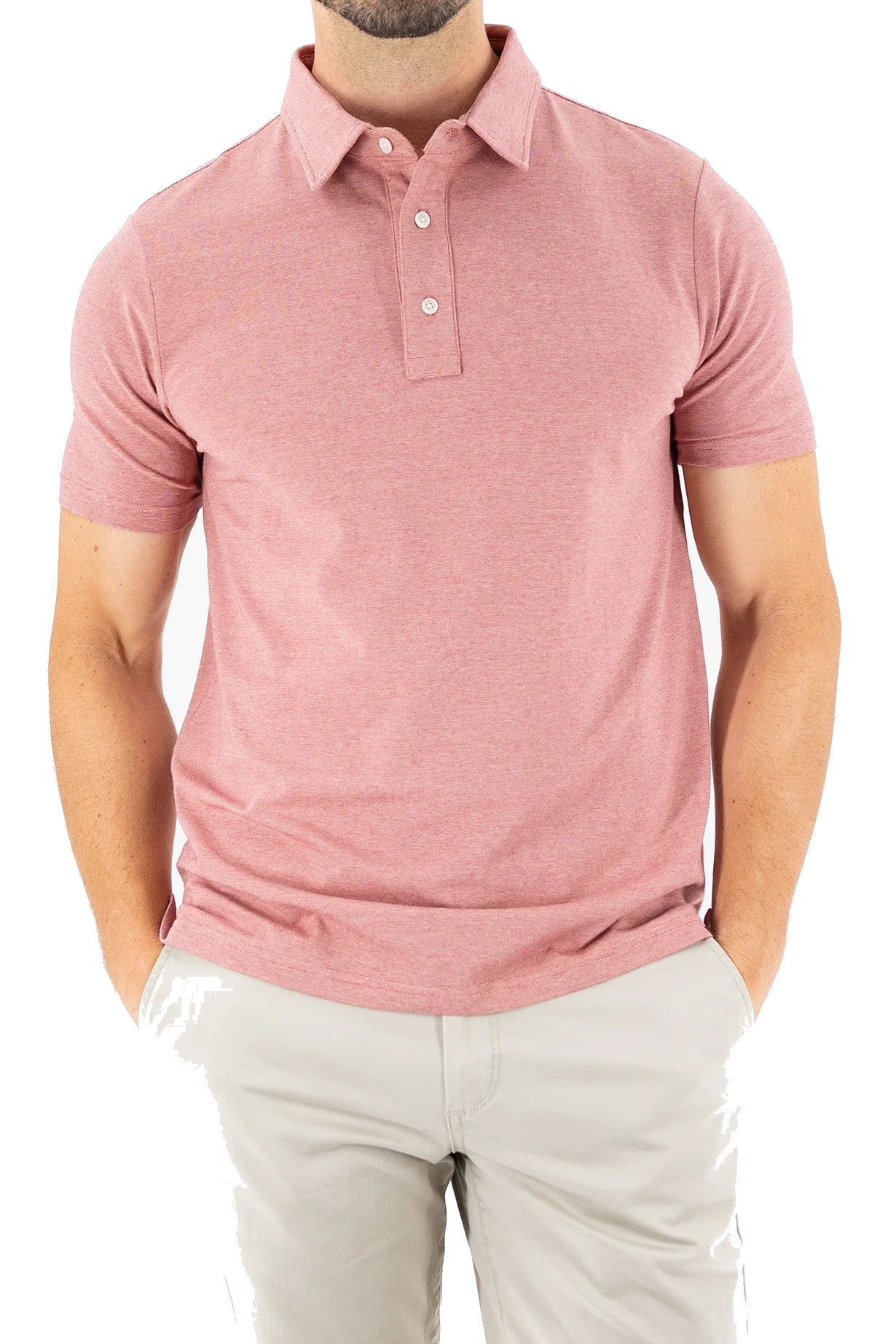 Devil Dog Feeder Stripe Polo In Mélange Withered Red