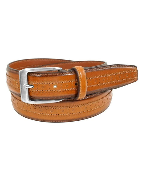 Florsheim Boselli Center Brogue Belt in Cognac - Rainwater's Men's Clothing and Tuxedo Rental