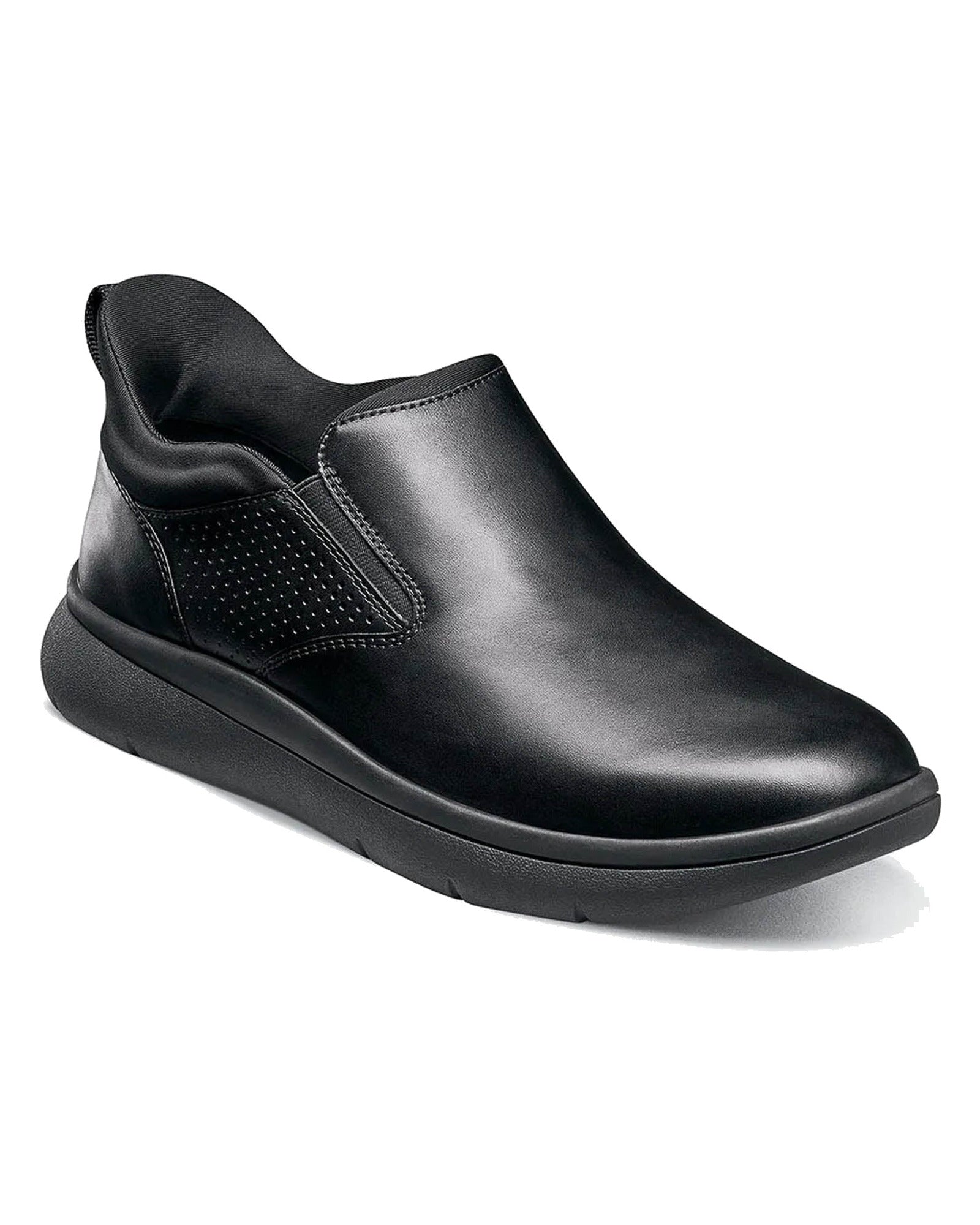 Florsheim Fleet Plain Toe Slip On Sneaker In Black With Black Sole