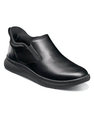 Florsheim Fleet Plain Toe Slip On Sneaker In Black With Black Sole