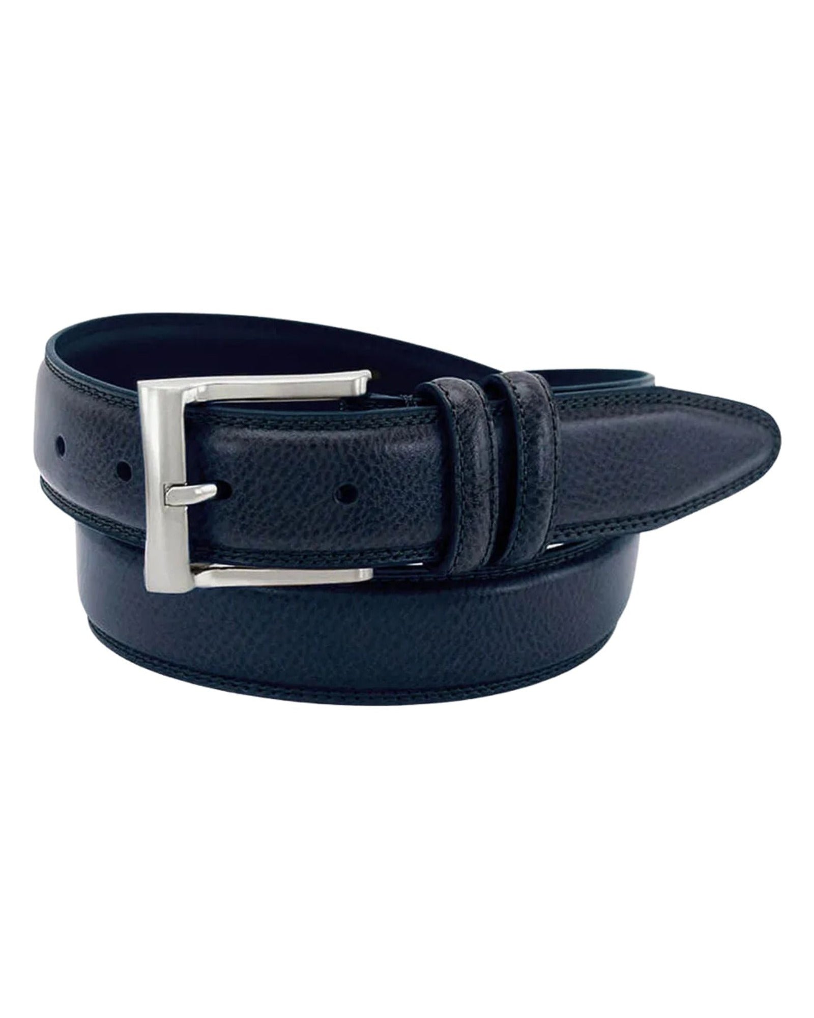 Florsheim Martin Pebble Grain Leather Belt in Navy