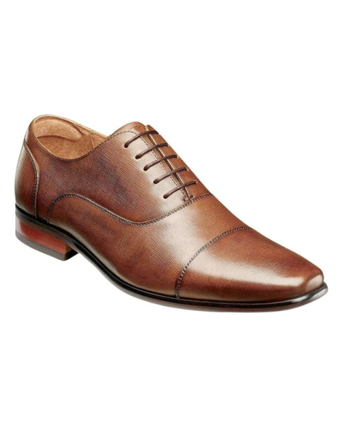 -Rainwater's -Florsheim - Shoes - Florsheim Postino Scratch Print Cap Toe Balmoral Oxford in Cognac -