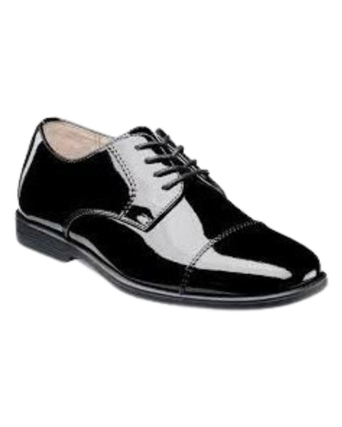 Florsheim Reveal Cap Toe Oxford Jr. Boys Dress Shoes in Black Patent Leather - Rainwater's Men's Clothing and Tuxedo Rental