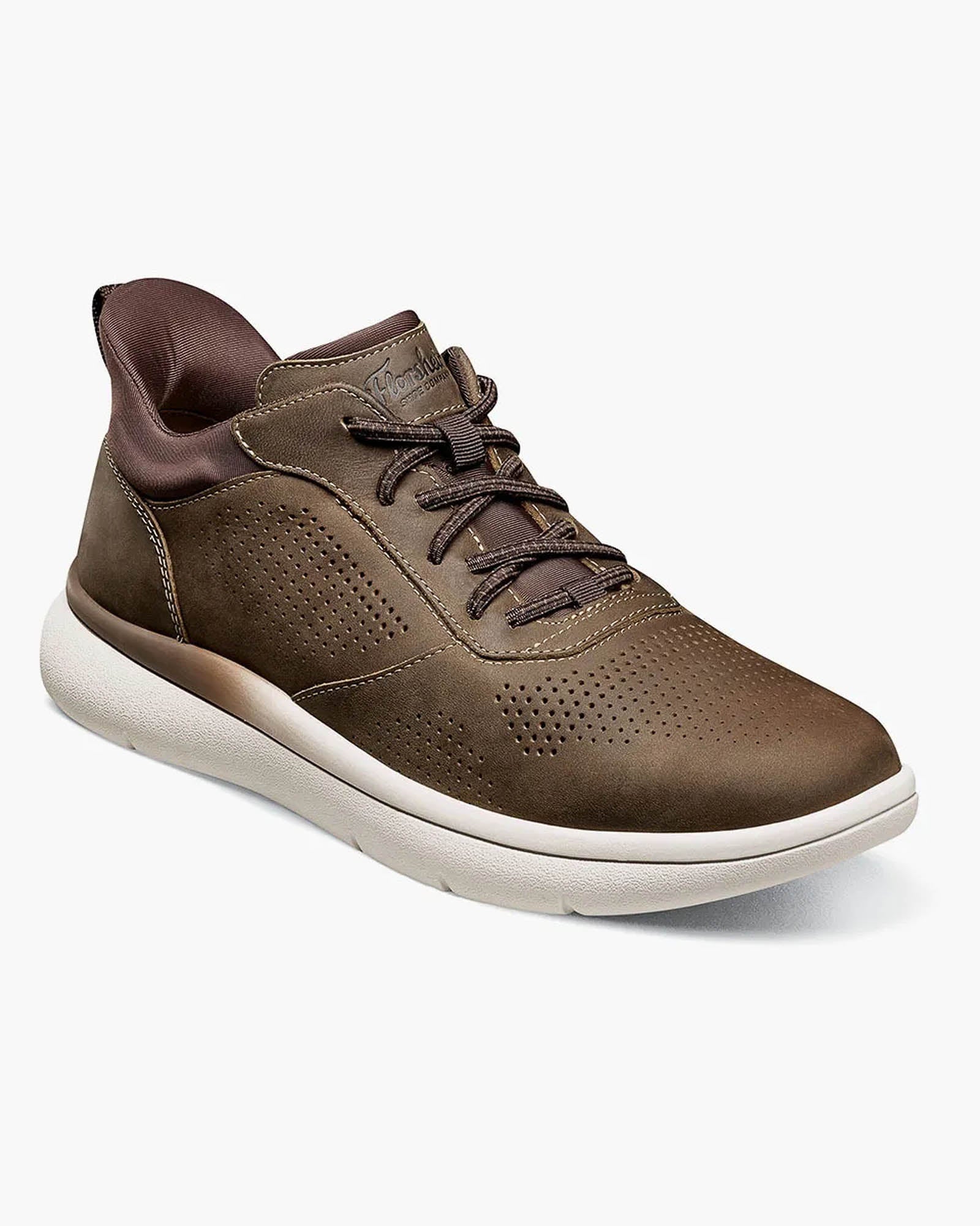 Florsheim Fleet Perf Toe Elastic Lace Sneaker in Brown