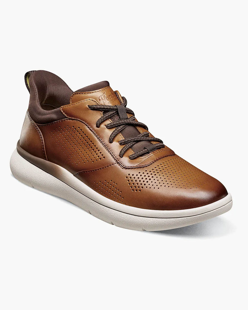 靴 FLORSHEIM design leather heel shoes Florsheim Fleet Perf Toe Elastic Lace Sneaker in Cognac | Rainwater's