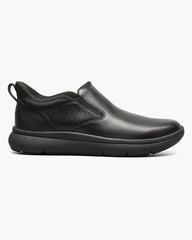 Florsheim Fleet Plain Toe Slip On Sneaker In Black With Black Sole
