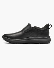 Florsheim Fleet Plain Toe Slip On Sneaker In Black With Black Sole