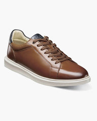 Florsheim Social Lace To Toe Sneaker In Cognac Smooth
