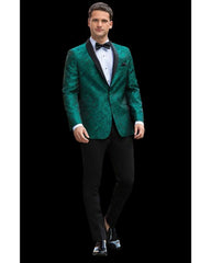 '-Rainwater's -Rainwater's - Tuxedo Rental - Forest Green Aria Paisley Shawl lapel Dinner Jacket Tuxedo Rental -