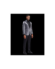 '-Rainwater's -Rainwater's - Tuxedo Rental - Grey Luster Peak Lapel Dinner Jacket Tuxedo Rental -