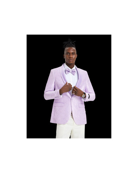 '-Rainwater's -Rainwater's - Tuxedo Rental - Lavender Solid Textured Shawl lapel Dinner Jacket Tuxedo Rental -