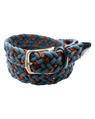 Navy Cotton & Leather Braided Belt - Rainwater's Men's Clothing and Tuxedo Rental