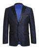 '-Rainwater's -Rainwater's - Tuxedo Rental - Navy Pattern Peak Lapel Dinner Jacket Tuxedo Rental -