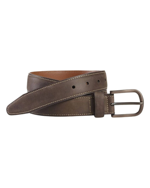 Johnston & Murphy Oiled Contrast Stitched Belt In Brown - Rainwater's Men's Clothing and Tuxedo Rental