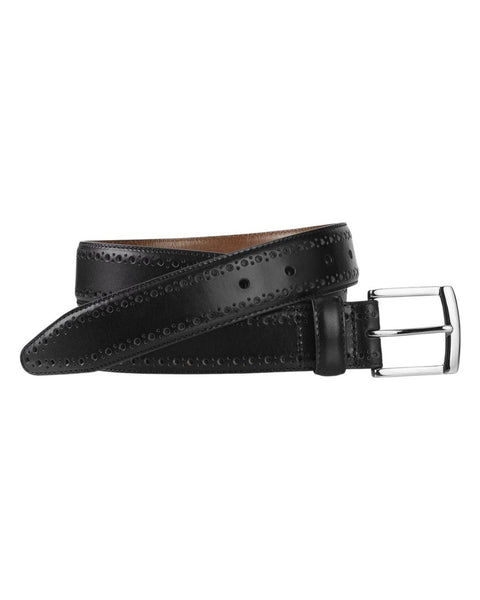 Johnston & Murphy Perforated Edge Belt In Black - Rainwater's Men's Clothing and Tuxedo Rental