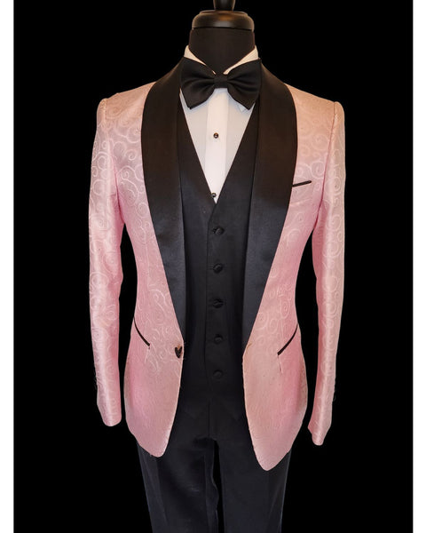 '-Rainwater's -Rainwater's - Tuxedo Rental - Pink Swirl & Dot Textured Shawl Tuxedo Rental -