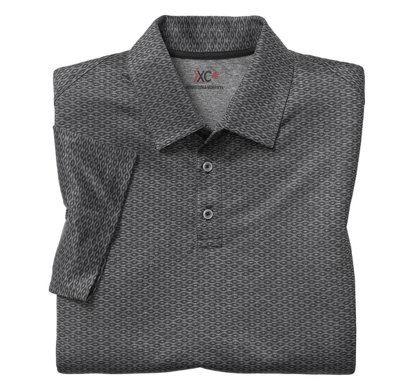 Johnston & Murphy Polo Shirt in Black & Grey Neat Pattern - Rainwater's Men's Clothing and Tuxedo Rental