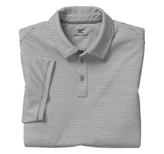 Johnston & Murphy Polo Shirt in Grey & White Narrow Stripe - Rainwater's Men's Clothing and Tuxedo Rental