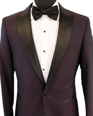 Purple Textured With Black Peak Lapel Dinner Jacket Tuxedo Rental - Rainwater's Men's Clothing and Tuxedo Rental