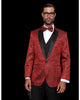 '-Rainwater's -Rainwater's - Tuxedo Rental - Red Swirl Dinner Jacket Tuxedo Rental -
