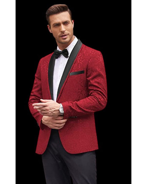 '-Rainwater's -Rainwater's - Tuxedo Rental - Red Textured Shawl Tuxedo Rental -