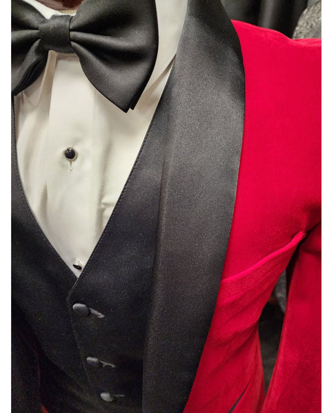 '-Rainwater's -Rainwater's - Tuxedo Rental - Red Velvet With Black Shawl Tuxedo Rental -