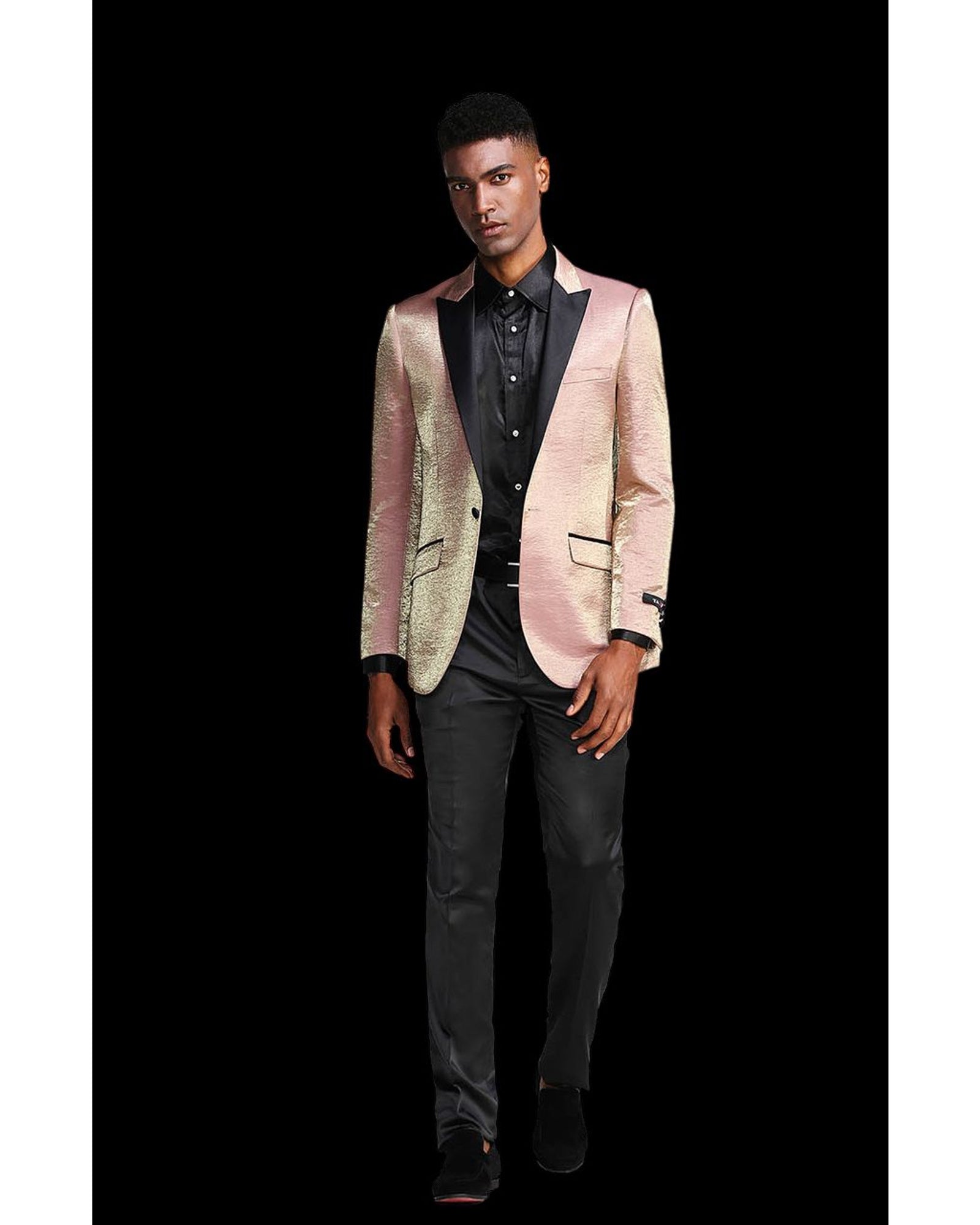 '-Rainwater's -Rainwater's - Tuxedo Rental - Rose Gold Luster Peak lapel Dinner Jacket Tuxedo Rental -