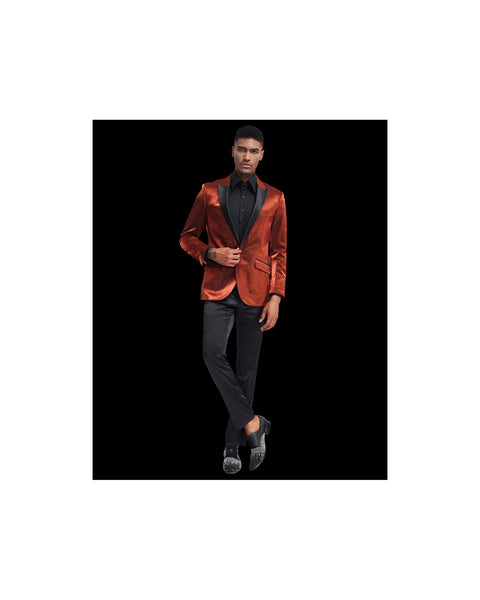 '-Rainwater's -Rainwater's - Tuxedo Rental - Rust Luster Peak lapel Dinner Jacket Tuxedo Rental -