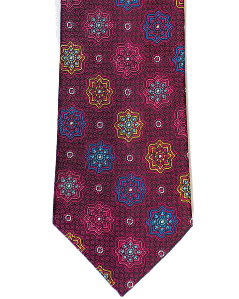 Silk Tie In Plum Foulard Print - Rainwater's Men's Clothing and Tuxedo Rental