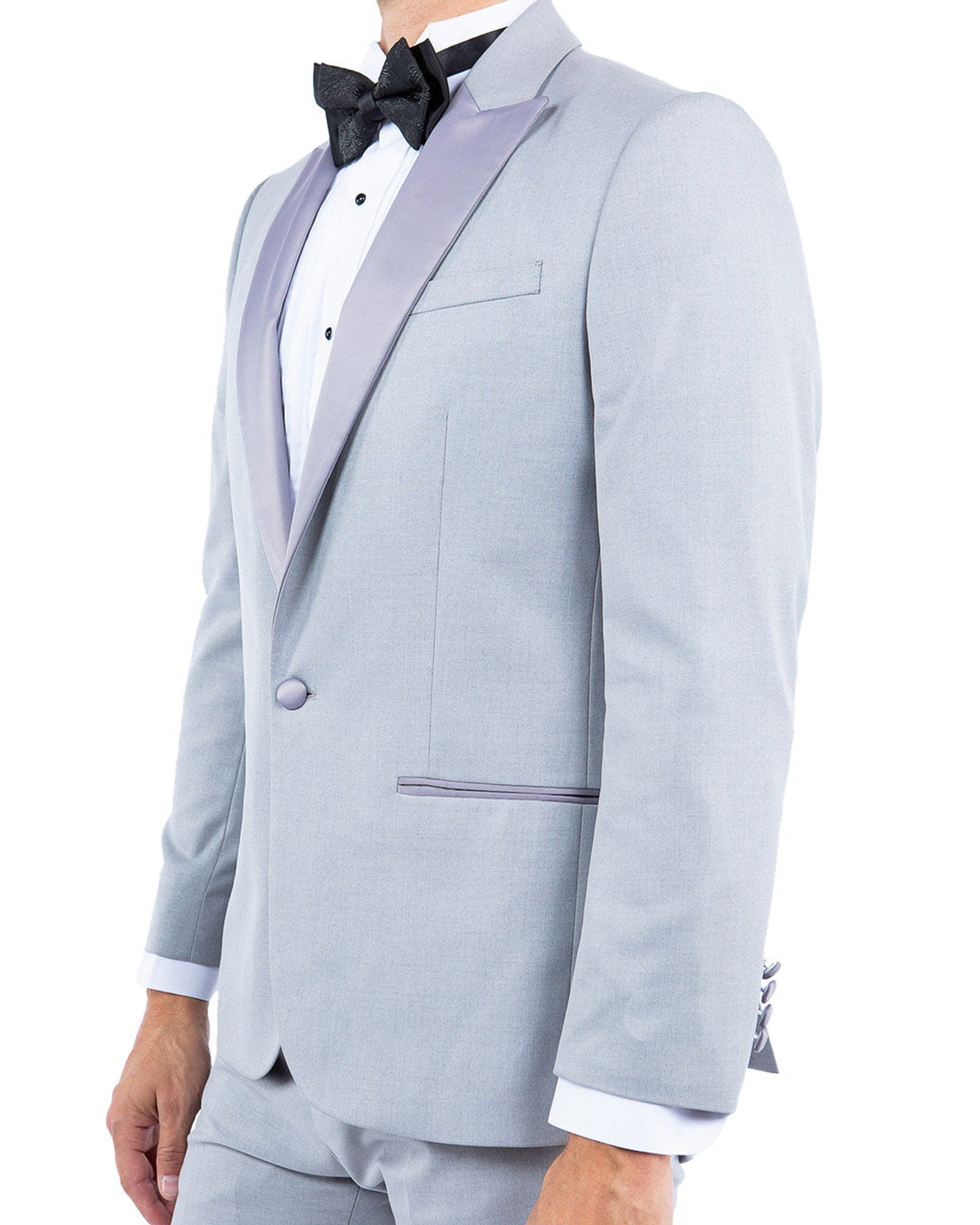 Silver Light Grey Peak Lapel Tuxedo Rental