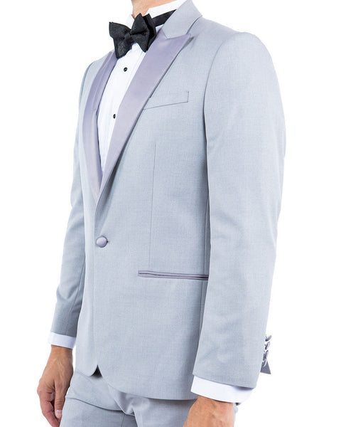 Silver Light Grey Peak Lapel Tuxedo Rental