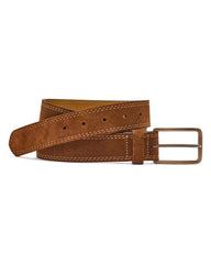 Snuff Suede Double Stitched Leather Belt