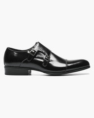 Stacy Adams Gordon Cap Toe Monk Strap In Black