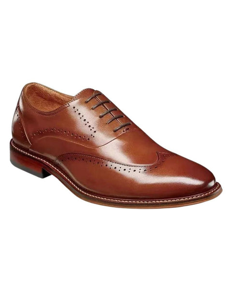 Stacy Adams Macarthur Wingtip Oxford Shoe in Cognac - Rainwater's Men's Clothing and Tuxedo Rental