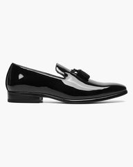Stacy Adams Phoenix Patent Plain Toe Tassel Tuxedo Loafer In Black hi