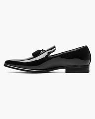 Stacy Adams Phoenix Patent Plain Toe Tassel Tuxedo Loafer In Black hi
