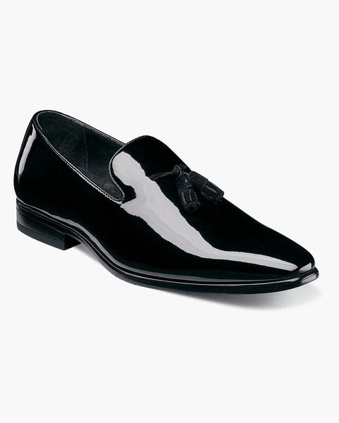 Stacy Adams Phoenix Patent Plain Toe Tassel Tuxedo Loafer In Black hi