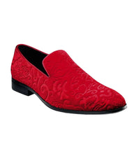 -Rainwater's -Stacy Adams - Shoes - Stacy Adams Saunders Debossed Velour Slip On Loafer in Red -