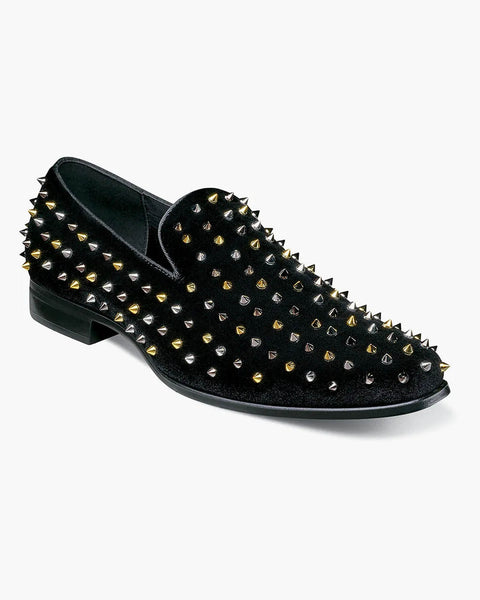 Stacy Adams Spire Spike Formal Loafer in Black and Silver