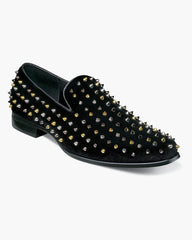 Stacy Adams Spire Spike Formal Loafer in Black and Silver