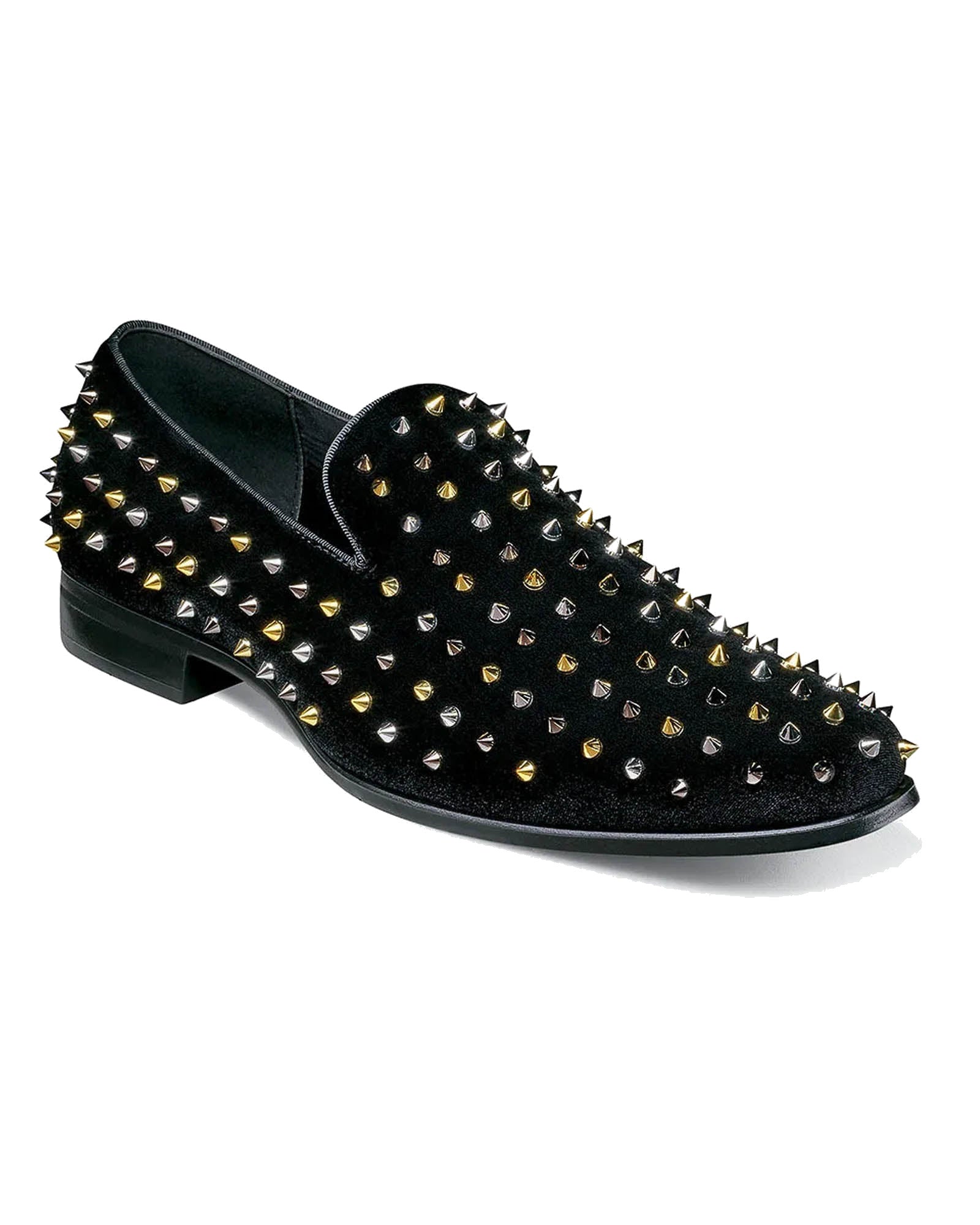 Stacy Adams Spire Spike Formal Loafer in Black and Silver