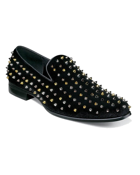 Stacy Adams Spire Spike Formal Loafer in Black and Silver