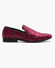 Stacy Adams Stelar Velvet With Color Flecks Formal Loafer in Burgundy